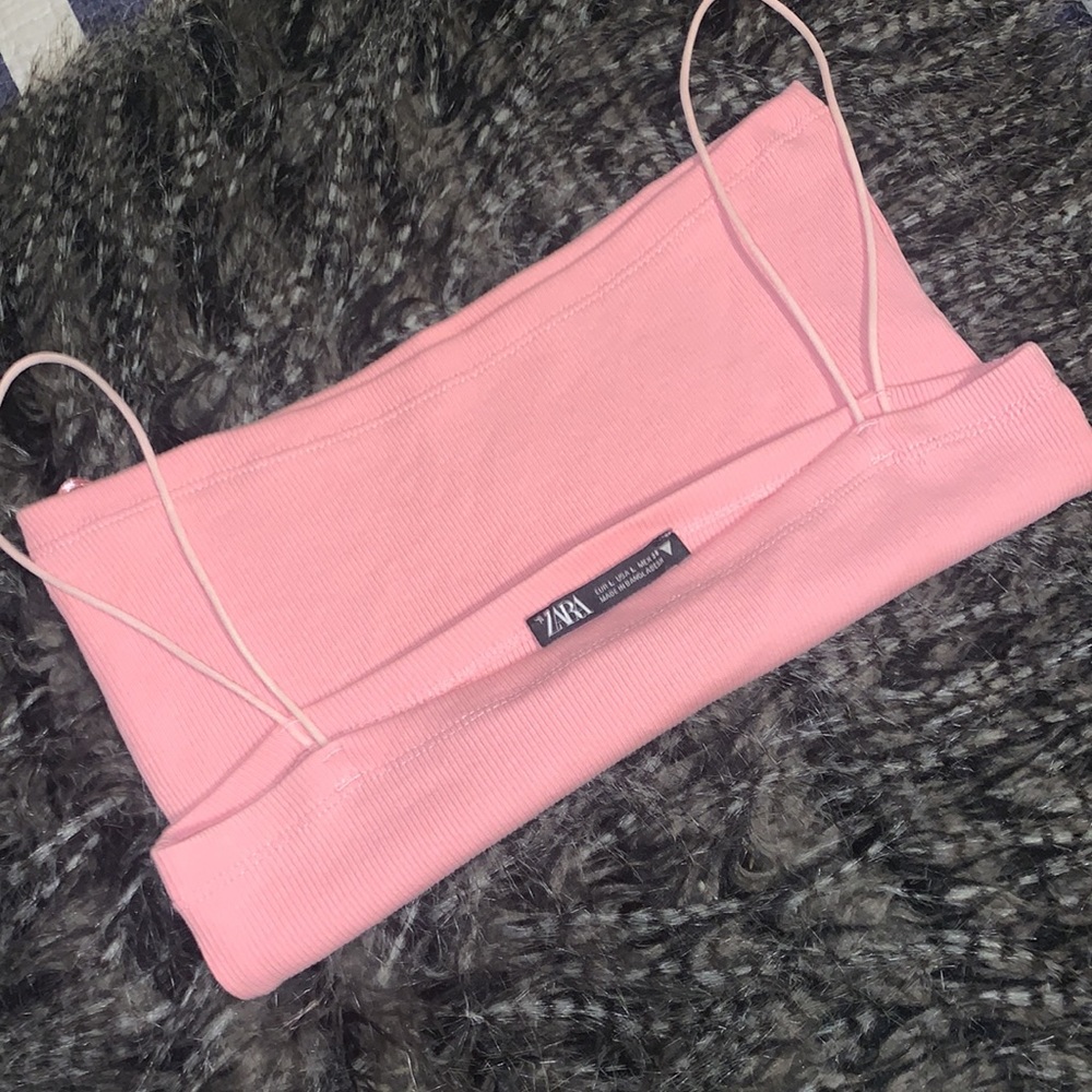 Zara cropped tube tank with straps.
